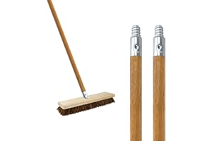 ILOT Commercial Products 48-inch Replacement Wood Broom Handle with Threaded Metal Tip and Lacquered for Floor Cleaning Sweeping in Home and Office (Pack of 2)