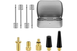 9pcs Bicycle Valve Adapter Set, Brass Bike Tire Valve Adapter Kit with Ball Pump Needles Attachments Inflation Nozzle Air Inf