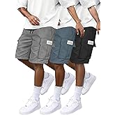 LIUNLU 3 Pack Boys Cargo Shorts, Outdoor Quick Dry Hiking Shorts, Lightweight Athletic Short with Zipper Pockets