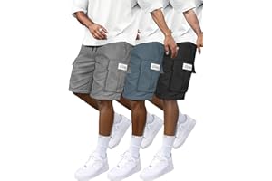 LIUNLU 3 Pack Boys Cargo Shorts, Outdoor Quick Dry Hiking Shorts, Lightweight Athletic Short with Zipper Pockets