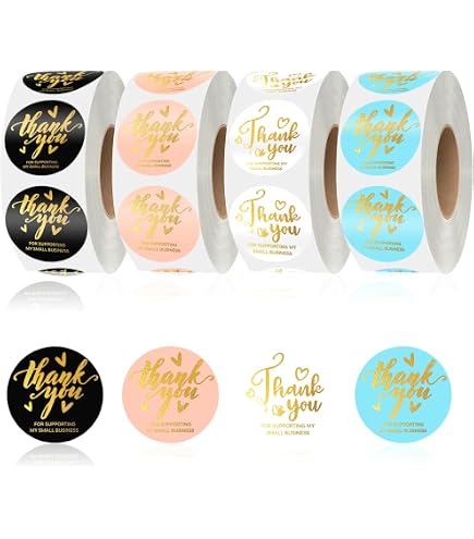 Gold Foil Appreciation Labels BUNCHBRAVO 500 Thank You Stickers Roll ...