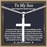 EPIRORA Cross Necklaces Gifts for Men, Silver Cuban Link Chain Necklace Gifts for Dad Son Grandson Uncle Nephew Boyfriend