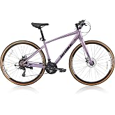DEYGIA Hybrid Bike, 24-Speed 700C Wheel Hybrid Bicycle with Dual Disc Brakes, Trigger Shifting, Internal Wiring Frame, Lightweight City Commuter Bicycle for Men Women Adult, Multiple Colors