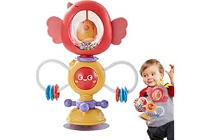 Suction Spinner Rattle – Baby High Chair Toy, Activity Wheel | Interactive Suction Toy for 6 Months and Up, Colourful Tableto