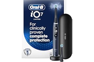 Oral-B iO Deep Clean + Protect Rechargeable Electric Toothbrush, Black with Visible Pressure Sensor, 5 Cleaning Settings, 2 M