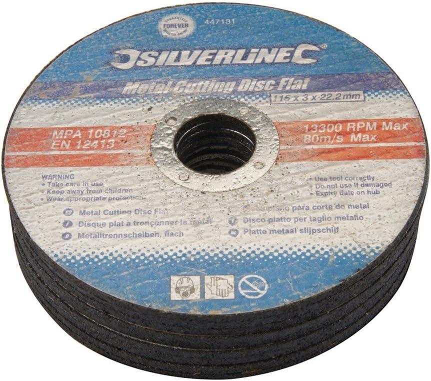 Silverline 447131 Metal Cutting Discs Flat 10pk 115 x 3 x 22.23 mm, Multicolored - Image 3