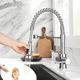 Peppermint Dual Lever Kitchen Tap with Pull Down Spray Chrome Sink Mixer Tap view 2