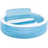 INTEX Round Family Lounge Inflatable Swimming Pool for Kids and Adults | 57190EP - Outdoor Backyard Swim Center with Built-In Bench &amp; Drink Holders, 90in x 86in x 31in
