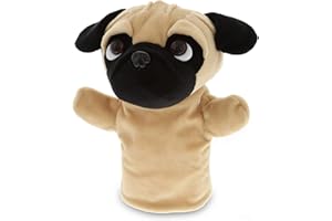 DolliBu Pug Dog Hand Puppet - Super Soft Plush Pug Stuffed Animal Hand Puppets for Kids, Cute Educational Pug Hand Puppets for Adults Teaching and Story Telling Puppet Show Theater Games - 8.5 Inches