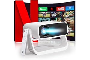 Wielio Smart Projector with WiFi 6 and Bluetooth Built-in Apps - 4K Support Portable Bedroom Mini Projector Native 1080P , 2025 New Auto Keystone & Zoom Home Theater Cinema Movie Proyector, 120° Stand