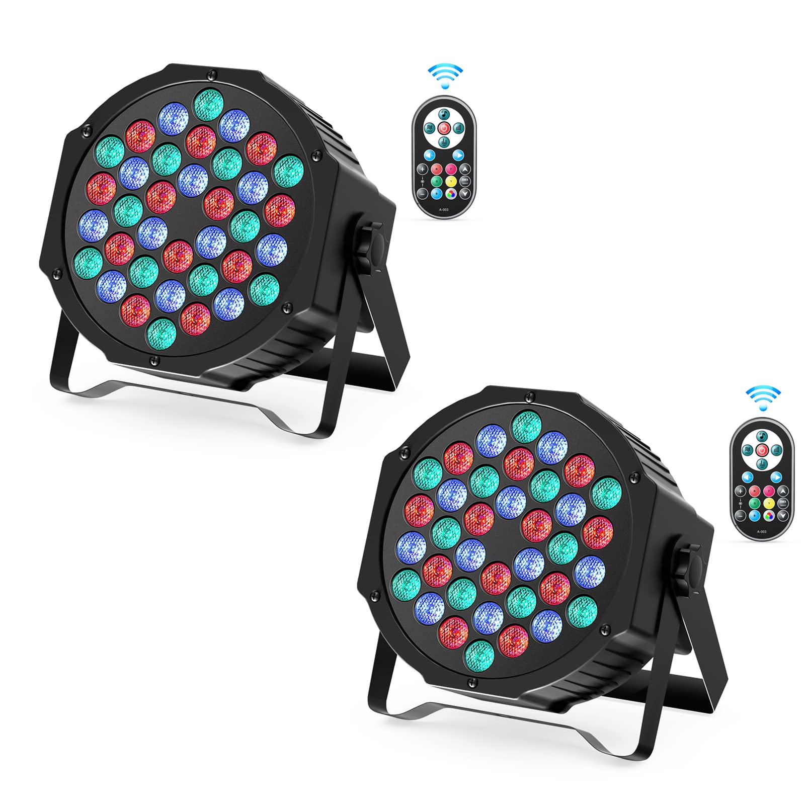 Leleght 2 PCS RGB LED Stage Light, 72W Par Can Light DMX 7CH with Remote Control and Sound Activation, 7 Lighting Modes Disco Lights for Parties Wedding Church Live Show Halloween Christmas