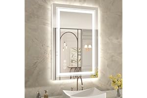 WTTY LED Bathroom Mirror with Backlit and Front Light,24"x36",Dimmable LED Mirror for Bathroom,Anti-Fog Lighted Bathroom Vanity Mirror Modern for Wall,Memory Function,Shatter-Proof