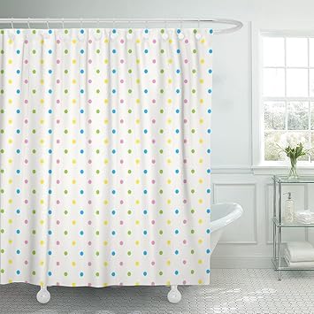 Amazon Com Emvency Shower Curtain Red Poka Blue Green Yellow Pink