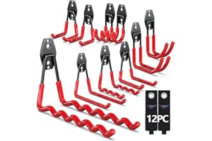 3-H Garage Hooks Heavy Duty, Premium Steel Waterproof & Anti-Slip Multi-Purpose Garage Storage Hooks, Shovel Holder for Wall,