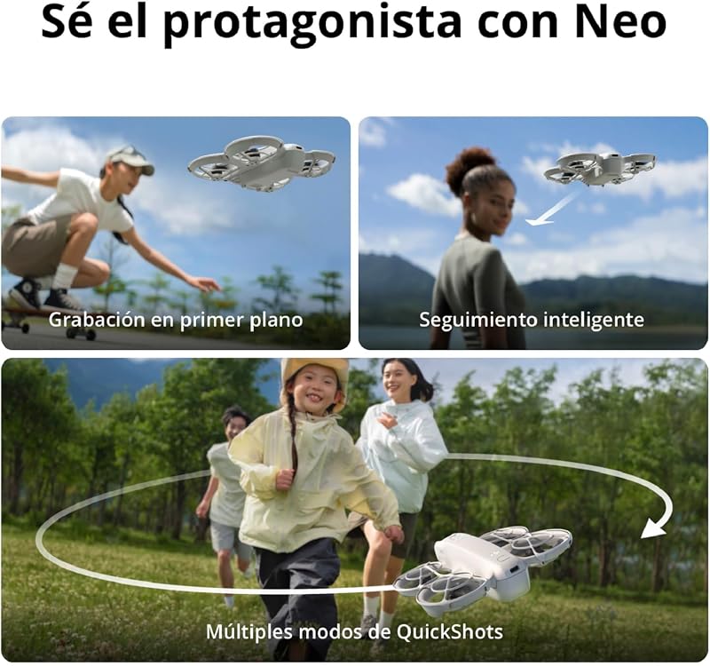 DJI Neo, mini drone com câmera 4K UHD para adultos, drone de 135g que voa seguindo você, decola da mão, rastreamento de alvo, QuickShots, vídeo estabilizado (sem controle remoto)