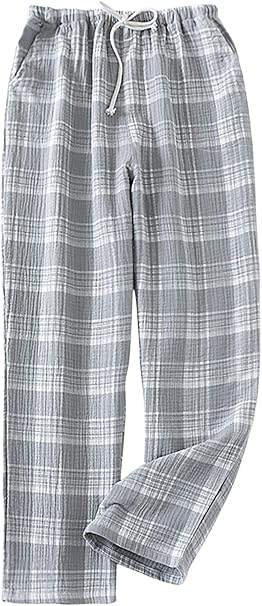 Amazon Wonderbabe パジャマパンツ メンズ ガーゼ 春夏 ルームパンツ ルームウェア 部屋着 寝る 下だけ 綿麻 リラックスウェア 軽量 薄手 通気 吸汗速乾 チェック柄 2色 Xxl M パジャマ 通販