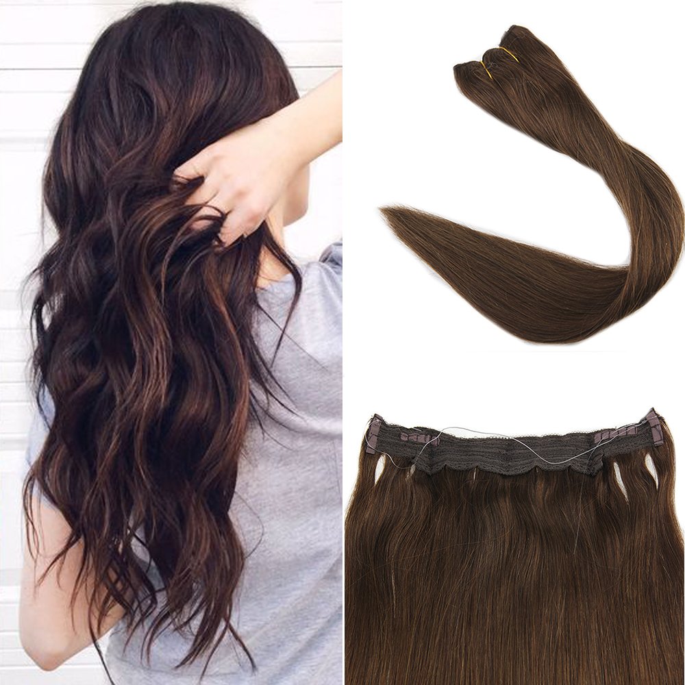 Amazon.com: Full Shine 22inch Fish Line Straight Hair Extension Hidden ...