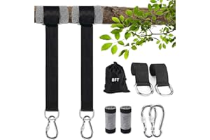 TRAVELBAIC 2 Pack Tree Swing Hanging Straps Kit 8FT Extra Long Holds 3000 lbs, Tree Swing Straps+2 Heavy Duty Screw Lock Carabiners+2 Tree Protectors+Swivel Hook, Fast & Easy Way to Hang Any Swing or Hammock