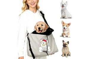 Kitliog Dog Sling Carrier for 15-20lbs Fits French Bulldog, Westie, Golden Retriever Puppies, Corgi – Hands-Free Outdoor Carrier with Adjustable Oxford Strap, Hard Bottom Panel with Soft Cushion
