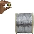 Aumni Crafts Zari Metallic Threads 0.1 MM (1 Roll) Silver Color for Aari Work Embroidery Sewing Garment Needlework Crafts