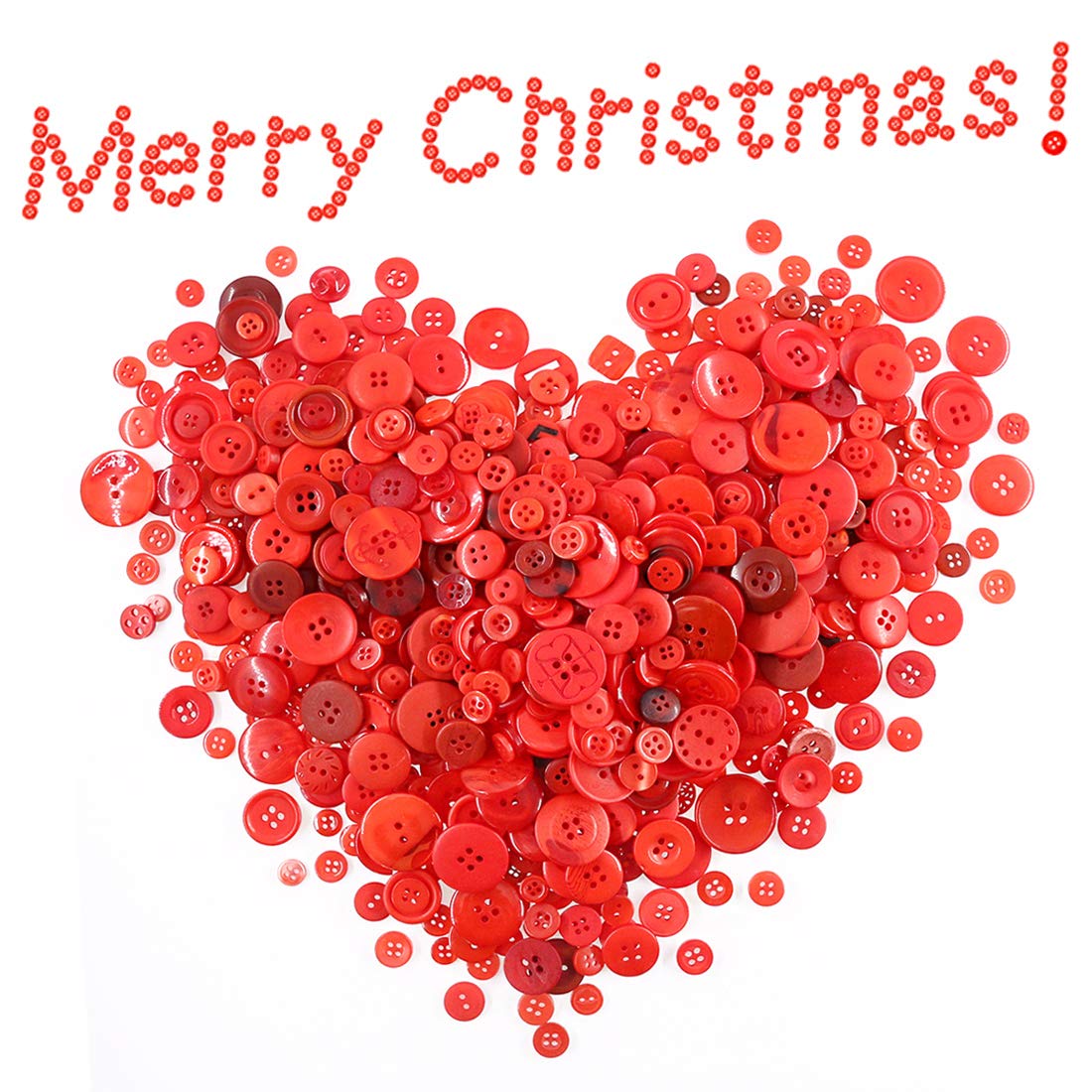 Swpeet 1000Pcs Christmas Craft Buttons, 2 and 4 Holes Red Round Craft Resin Sewing Buttons Suitable for Christmas Sewing Decorations, Art & Crafts Projects DIY Decoration - Red (button-mutou)