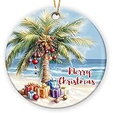 Palm Tree Ornament 2025, Unique Tropical Ornament for Men Women, Coastal Beach Ornaments for Friends Neighbors, Beach Themed Gifts, Adorable Christmas Ornaments for Tree Decorations