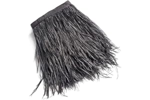 Happy feather 2 Yards 5-6inch Black Ostrich Feathers Trim Fringe for DIY Dress Sewing Crafts Costumes Decoration