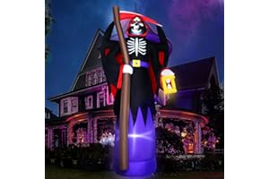 Rocinha 10 ft Giant Halloween Inflatable Grim Reaper Decor with Large Wings and Reaping Hook, Scary Halloween Blow up Yard Decorations, Outdoor Halloween Decorations for Lawn, Front Yard