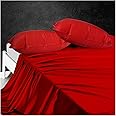 Waterproof Bed Sheets Flat Sheet with Inflatable Pillow, Mattress Protector Flat Sheets for Essential Oil Massage Spa Comfortable and Easy to Clean(Red, Full)