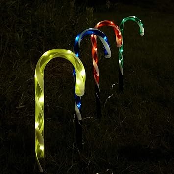 Amazon Co Jp クリスマスパスウェイライトキャンディケインパスウェイマーカークリスマスキャンディケインライトクリスマスパスライトホーム用 1セット スポーツ アウトドア