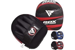 RDX Kids Boxing Pads Focus Mitts, Maya Hide Leather Curved Junior Hook and Jab Target Hand Pads, Coaching Strike Shield for Y