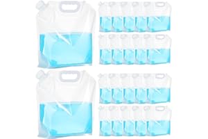 Zubebe 20 Pcs x 1.3 Gallon Collapsible Water Emergency Container Bag 26 Gallon Freezable BPA Free Food Grade Clear Plastic Storage Foldable Bottle for Camping Riding
