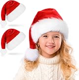 Ambandier Kids Santa Hat Soft Plush Velvet Christmas Xmas Holiday Party Hat view 1