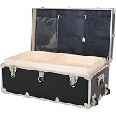Rhino Large Essential Trunk with Wheels, Tray &amp; Lid Organizer for Camp | 32"L x 18"W x 14"H, 1000+ lb Capacity, Birch Hardwood Plywood, Nickel Plated Steel, High Impact Wheels
