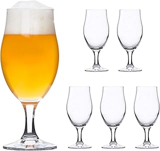 Bormioli Rocco | 6er-Set Bierglas Executive | 0.3L geeicht | edle Bier-Tulpe | Stiel-Gläser klar | Cocktail-Becher | Glas-Geschirr | Party-Kelche