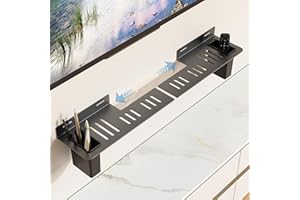 Soundbar Mount Under TV, Duty Steel Wall Mount Bracket with 2 Storage Boxes, Universal Sound Bar TV Mount Bracket Fits Most o