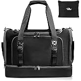 Talliva Black Small Gym Bag for Women and Men with Shoe Compartment, Sports Gym Tote Bag with Yoga Mat Holder, Waterproof Travel Duffel Weekender Workout Bag, Carry on Bag for Airplanes with 8 Pockets