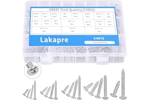 Lakapre Stainless Steel Wood Screws Assortment Kit (Pan Head 510PCS)