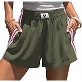 TARSE Womens Boxer Lounge Shorts Linen Elastic Waist Loose Casual Summer Home Shorts with Pockets