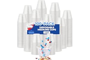HOUZZKINGZ USA Medicine Cups Disposable 1 Oz – 100 Sample Cups | Mini Plastic Med Disposable Measuring Pill Resin Cups | Clear Small Dosing Cup to Measure, Mixing, Paint, Epoxy, Medication, Tasting, For Liquids Etc.
