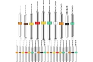 Lothee 30 Pcs Shank Tungsten Carbide Micro Drill Bits Set, Tungsten Steel PCB Print Circuit Board Flute CNC Router Bits for Rough Stone Print Circuit Board Jewelry Engraving (1.1-2.0 mm)