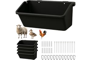 NZJWZS Hanging Chicken Feeder & Water Trough 5Qt – Poultry Coop Feed Buckets for Chickens, Ducks & Goats | Durable Farm Fence Feeders with Metal D-Clips and Screws(4 Pack)