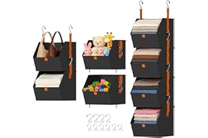 DIMJ Hanging Closet Organizer- Clothes Hanging Shelves, Fabric Storage Boxes Bedroom Organization, Collapsible Baskets for Ho