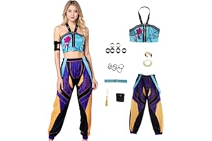Nahzsai Womens Pop Singers Costume Anime Cosplay Outfit Dance Group Performance Outfit Halloween Party Set with Accessories