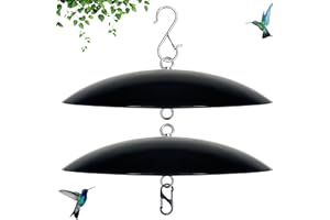 andergi 12" Bird Feeder Dome, Hummingbird Feeder Rain Guard,Weather Cover in Outdoors,Squirrel Baffle for Hanging Feeders, (Black),2 Pack
