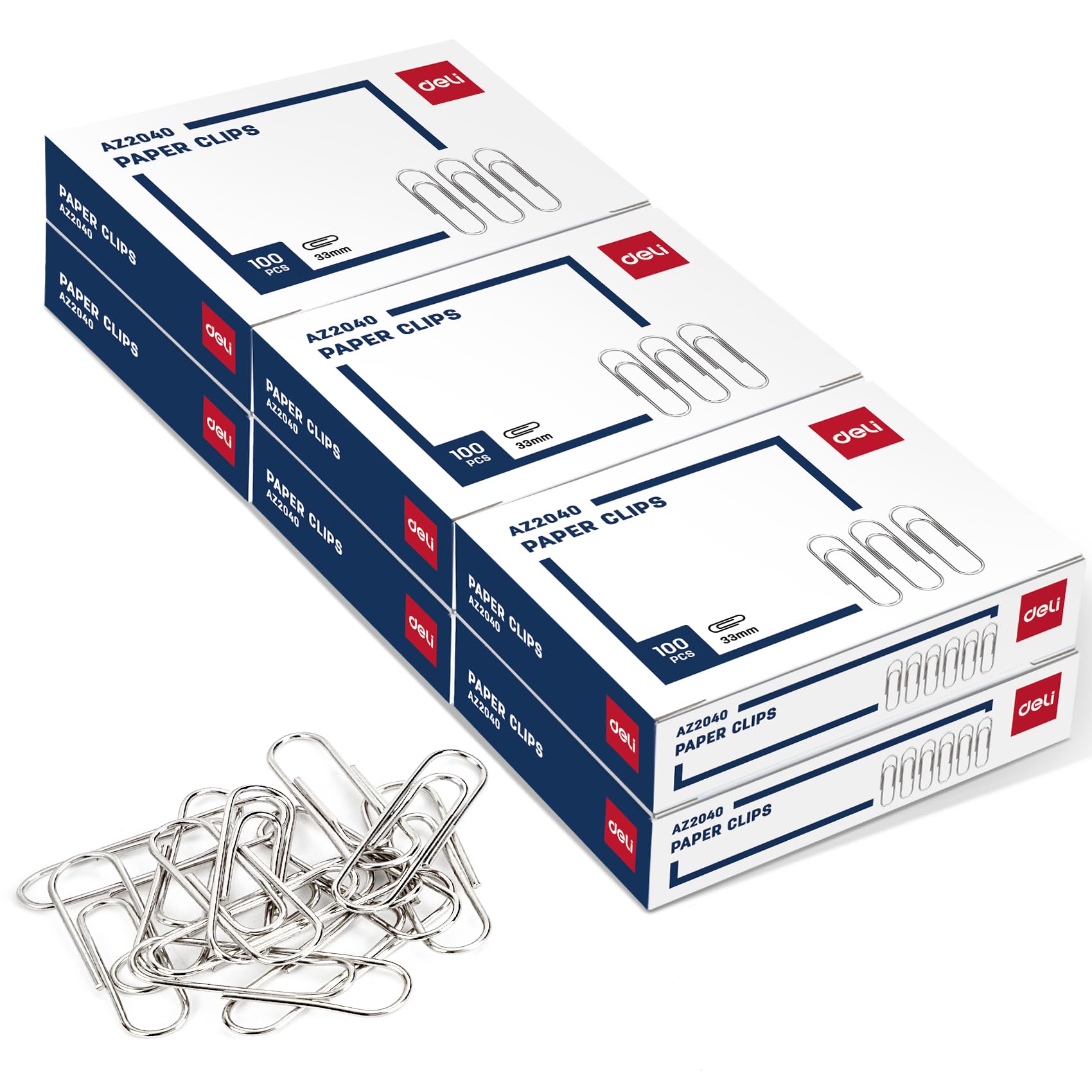 Photo 1 of Deli #1 Smooth Paper Clips, 600 Medium Paper Clips, 6 Boxes of 100 Each, Silver