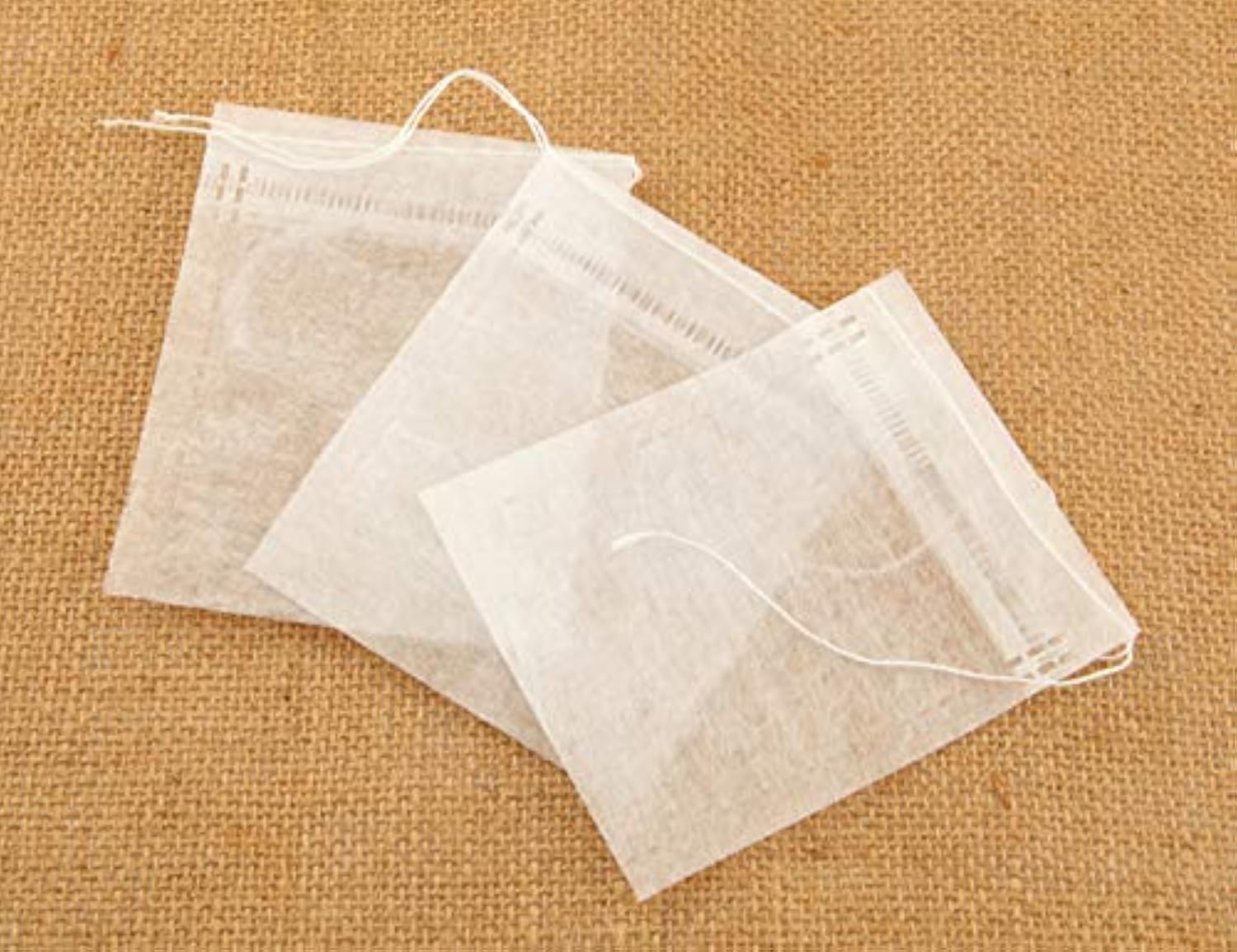 Empty SELF Fill Teabags, Unbleached Corn Fibre, COMPOSTABLE, Large Size, Drawstring, 9x13cm, 50