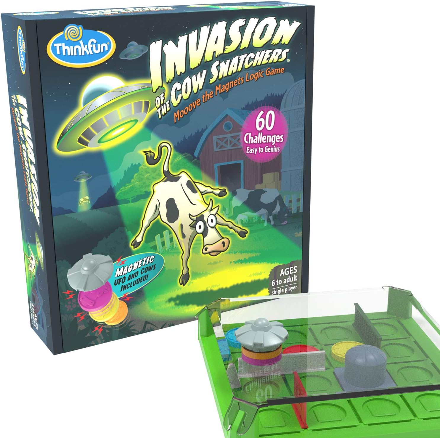 Thinkfun Invasion of the Cow Snatcher - Mooove the Magnets Logic Game, Multicolor