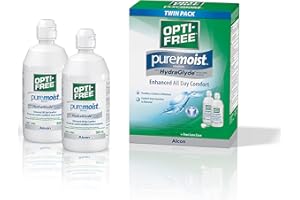 Opti-Free PureMoist with HydraGlyde Twin Pack, Multipurpose Contact Lens Solution, 2 x 300 ml