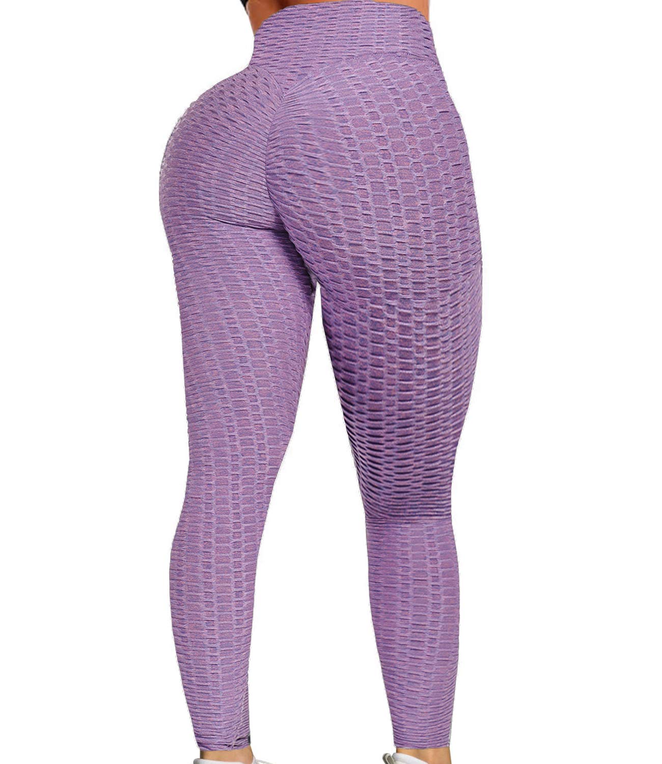CROSS1946 Sexy Women's Textured Booty Yoga Pants High Waist Ruched Workout Butt Lifting Pants Tummy Control Push Up